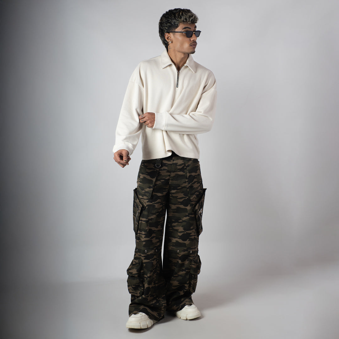 IVORY HALF-ZIPUP PULLOVER POLO