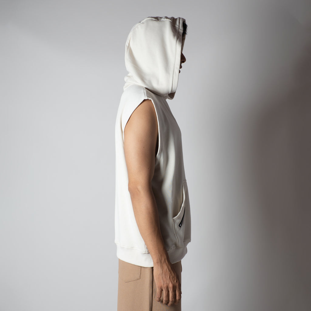 IVORY AXIS SLEEVELESS HOODIE