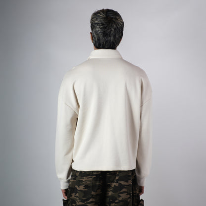 IVORY HALF-ZIPUP PULLOVER POLO