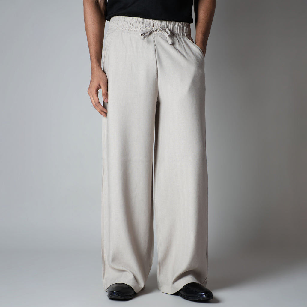 OYSTER CREAM FLOW FABRIC PANT