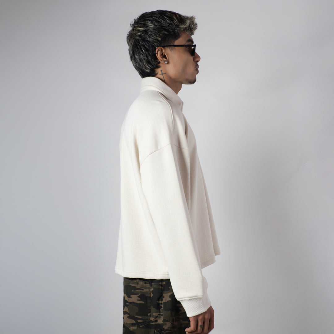 IVORY HALF-ZIPUP PULLOVER POLO