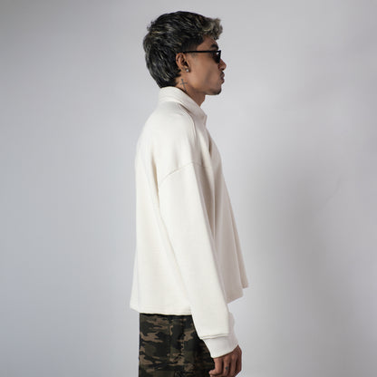 IVORY HALF-ZIPUP PULLOVER POLO