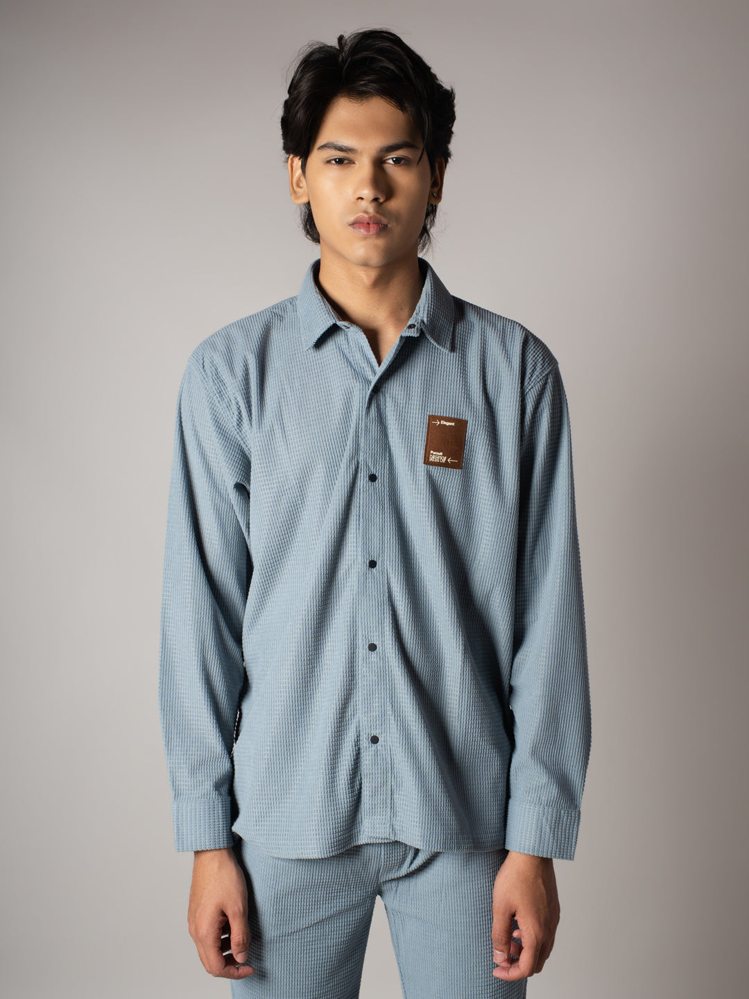 Sky Blue Waffle Button Down Shirt