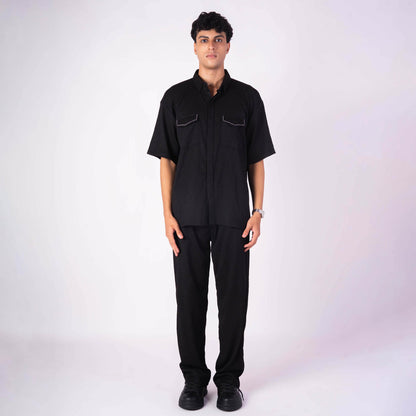 BLACK CRINKLE CO-ORD SET