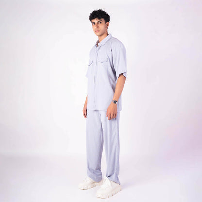 SILVER GREY CRINKLE CO-ORD SET