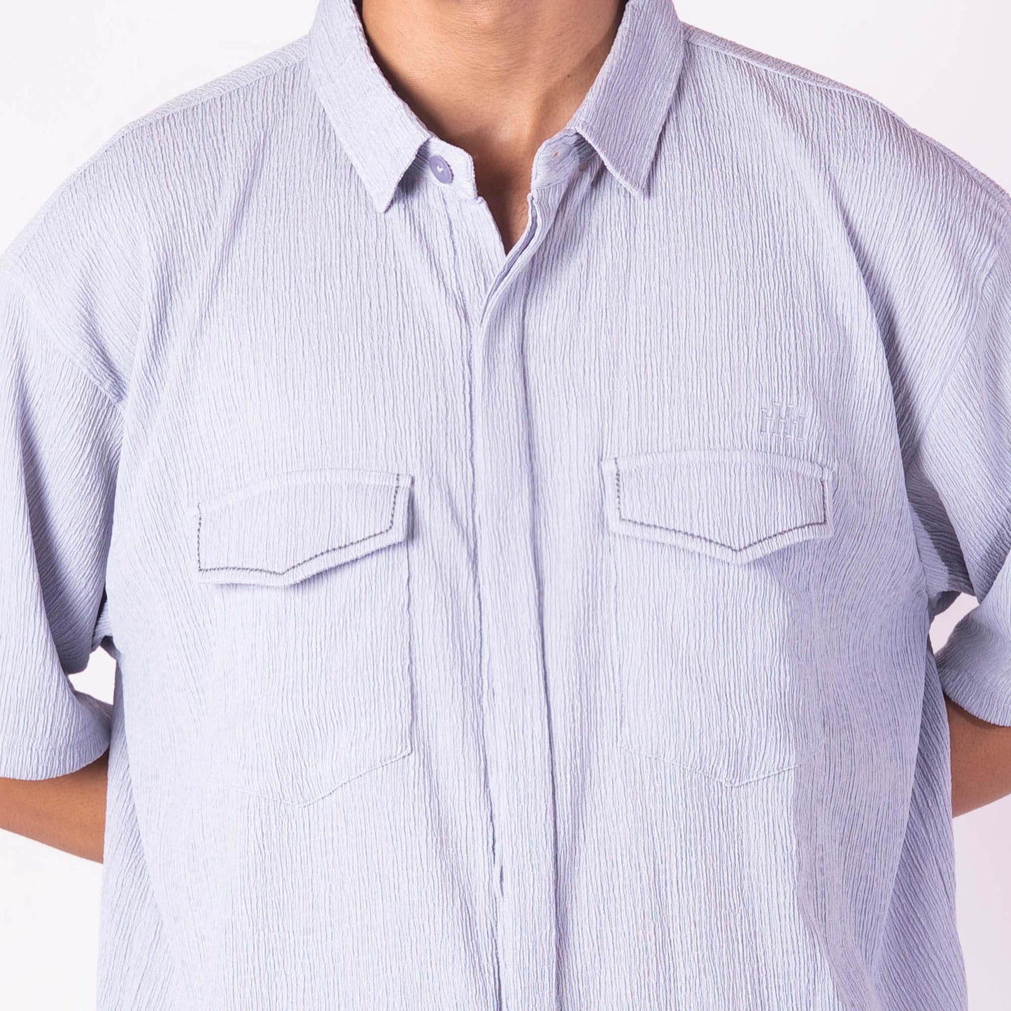 SILVER GREY CRINKLE CO-ORD SET