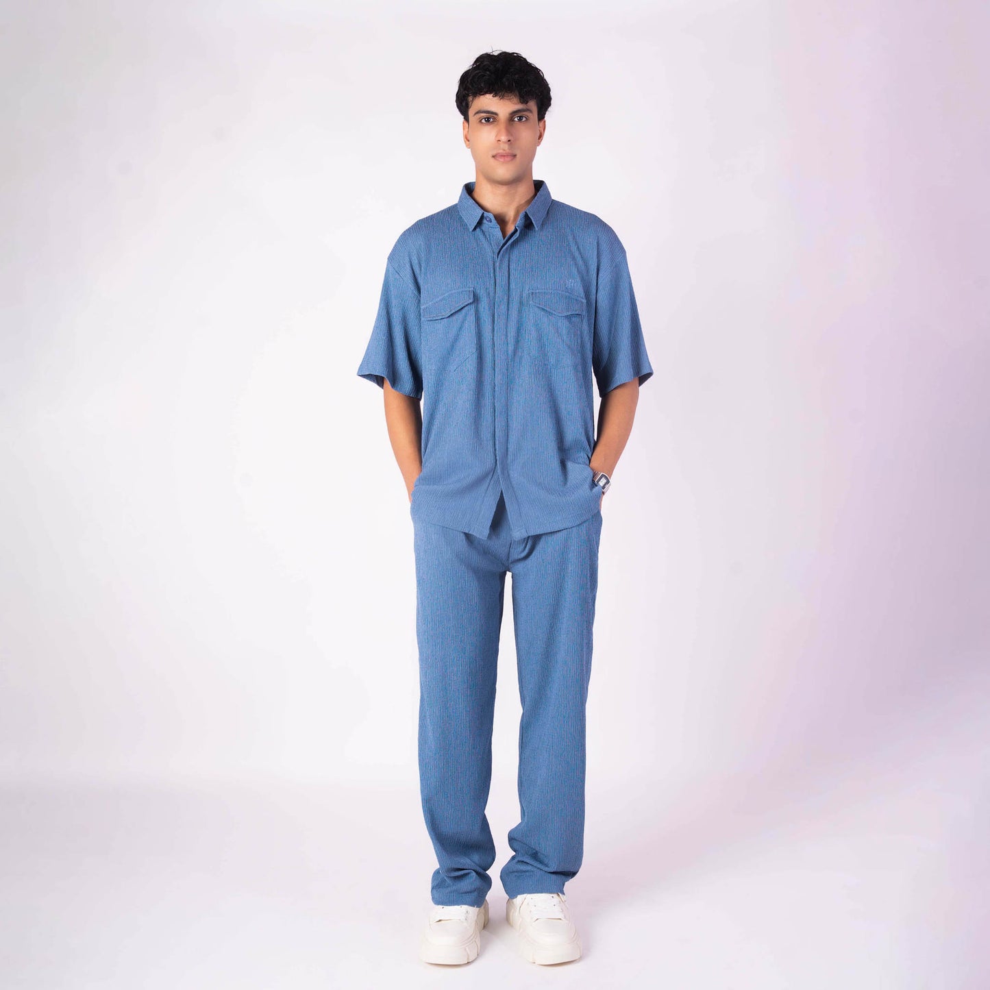 STEEL BLUE CRINKLE CO-ORD SET