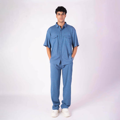 STEEL BLUE CRINKLE CO-ORD SET