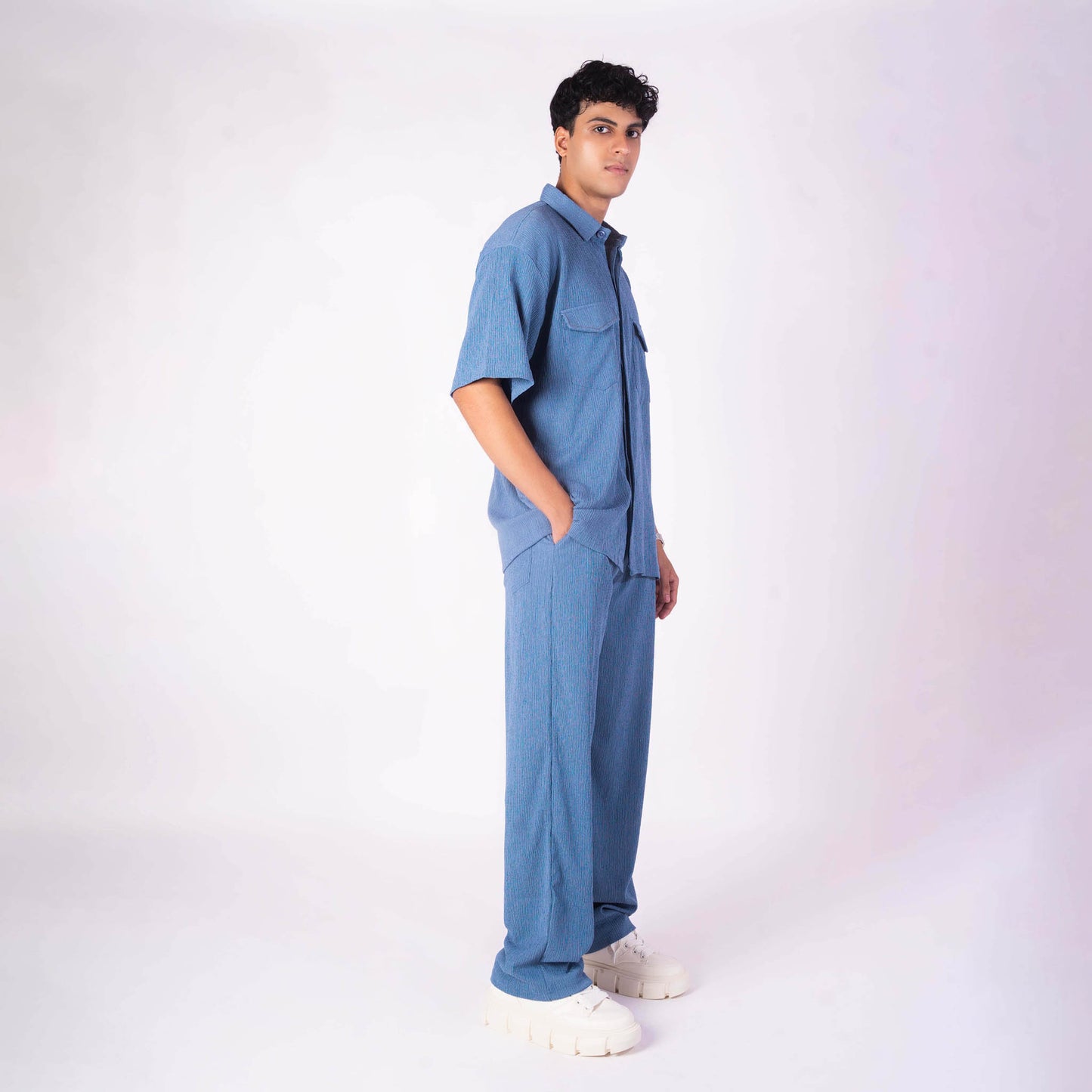 STEEL BLUE CRINKLE CO-ORD SET