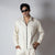 BEIGE VERTICAL STRIPED ZIPPER JACKET