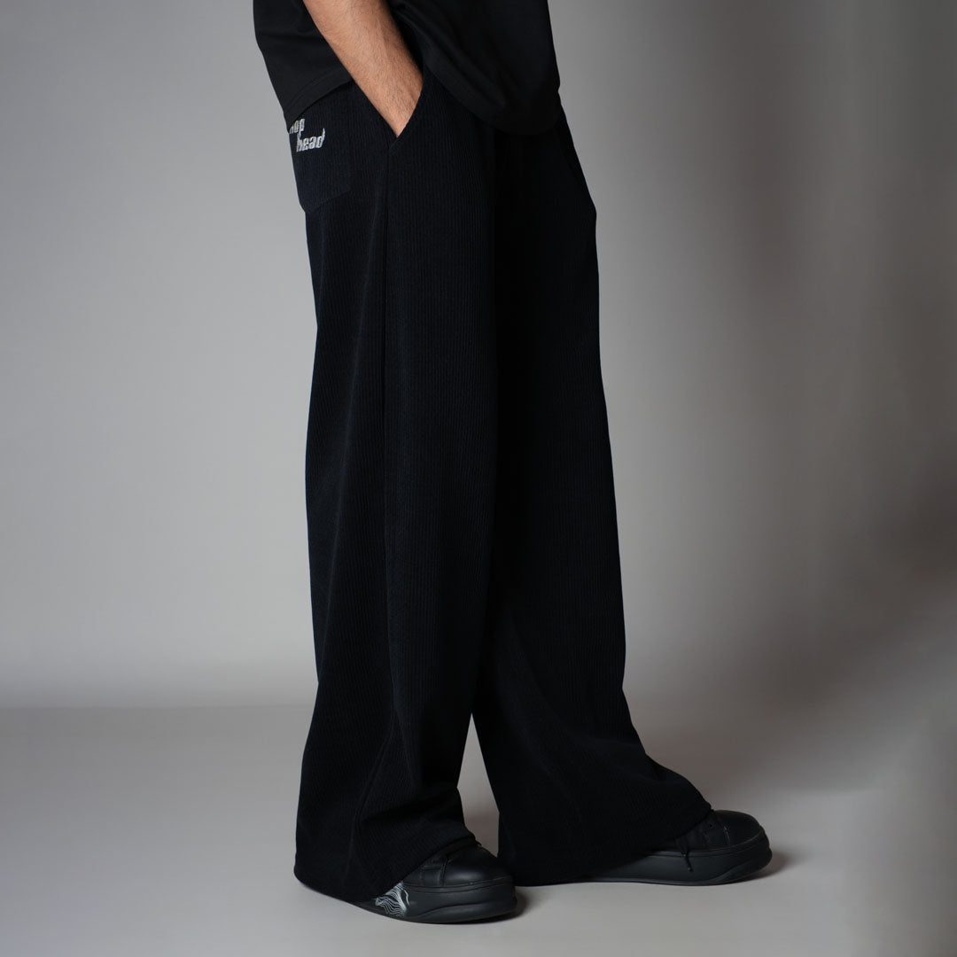 BLACK CORDRIP SWEATPANTS