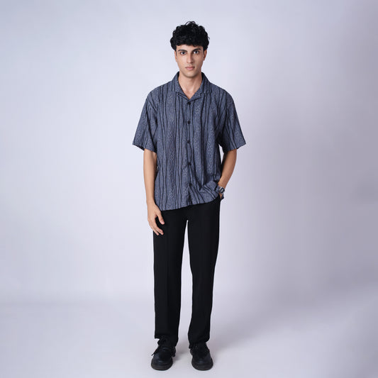 CHARCOAL MESH LINE SHIRT