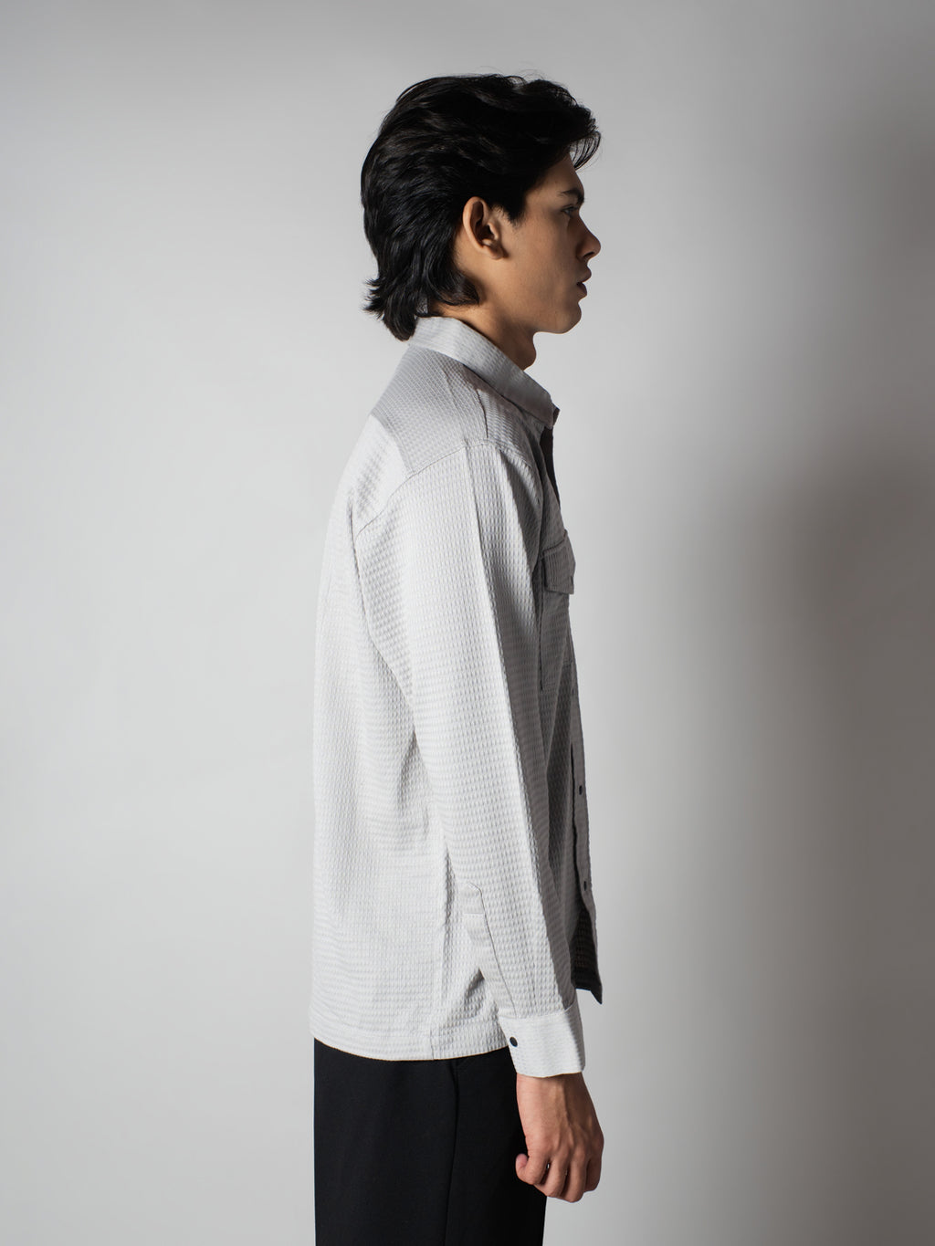 Light Grey Waffle Double Pocket Shirt