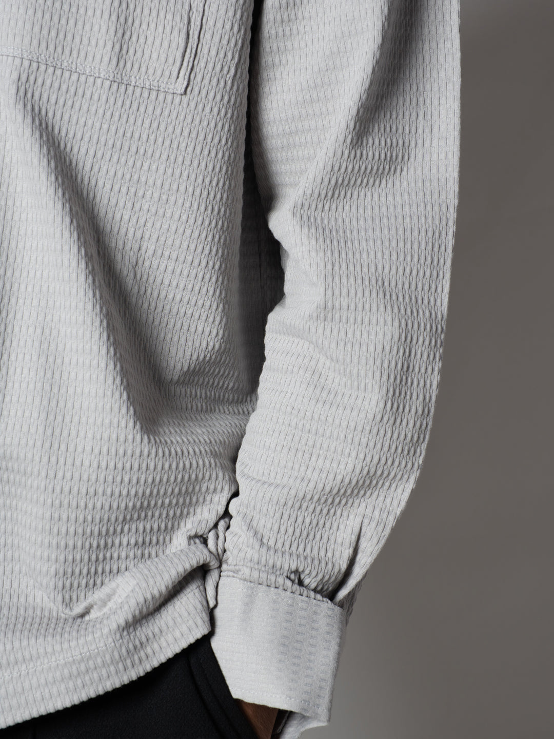 Light Grey Waffle Double Pocket Shirt