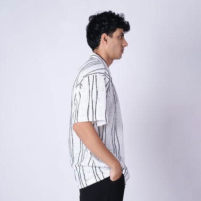 WHITE MESH LINE SHIRT