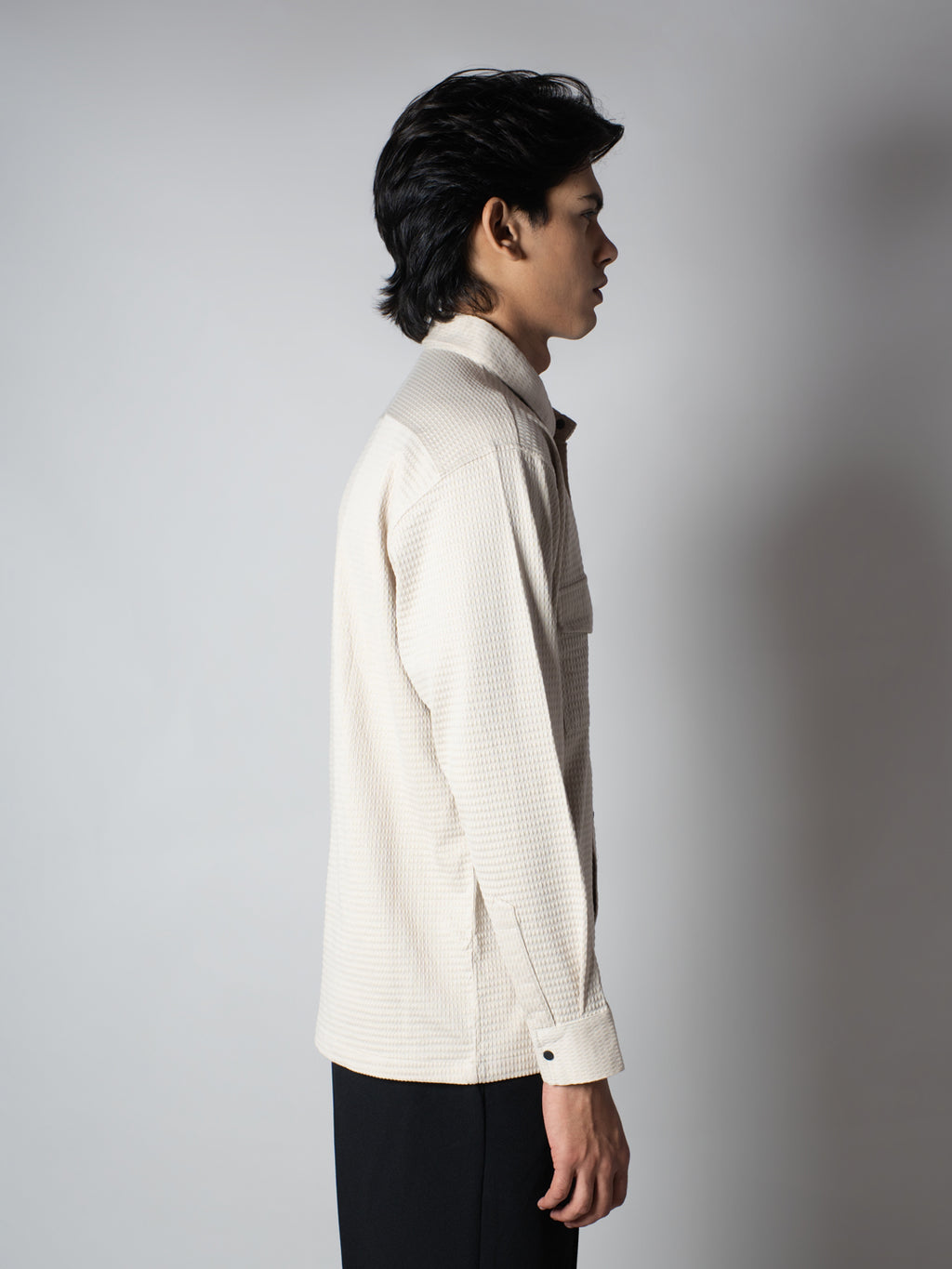Beige Waffle Double Pocket Shirt
