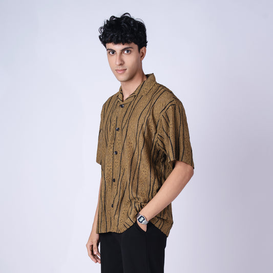 OLIVE MESH LINE SHIRT