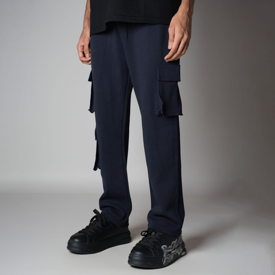 NAVY THREE POCKET SWEATPANTS