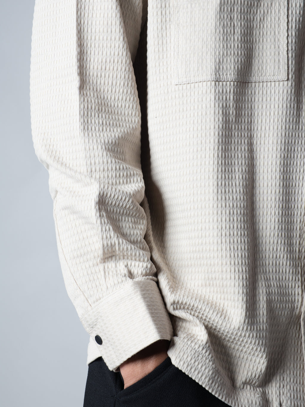 Beige Waffle Double Pocket Shirt