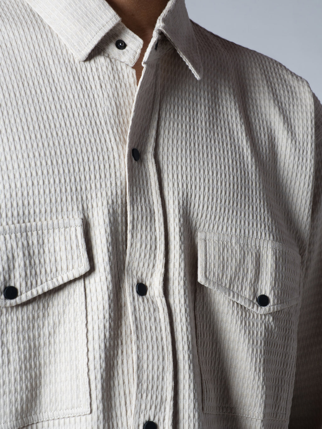 Beige Waffle Double Pocket Shirt