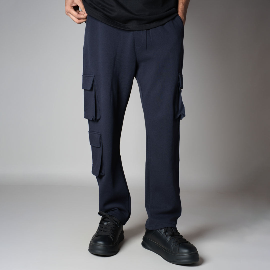 NAVY THREE POCKET SWEATPANTS