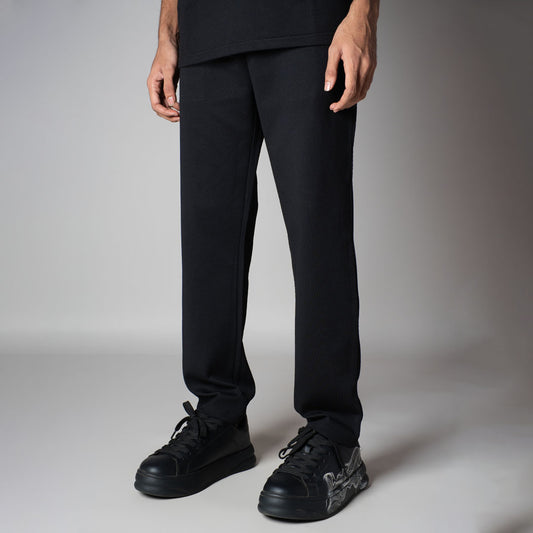 BLACK TEXTURED SWEATPANT