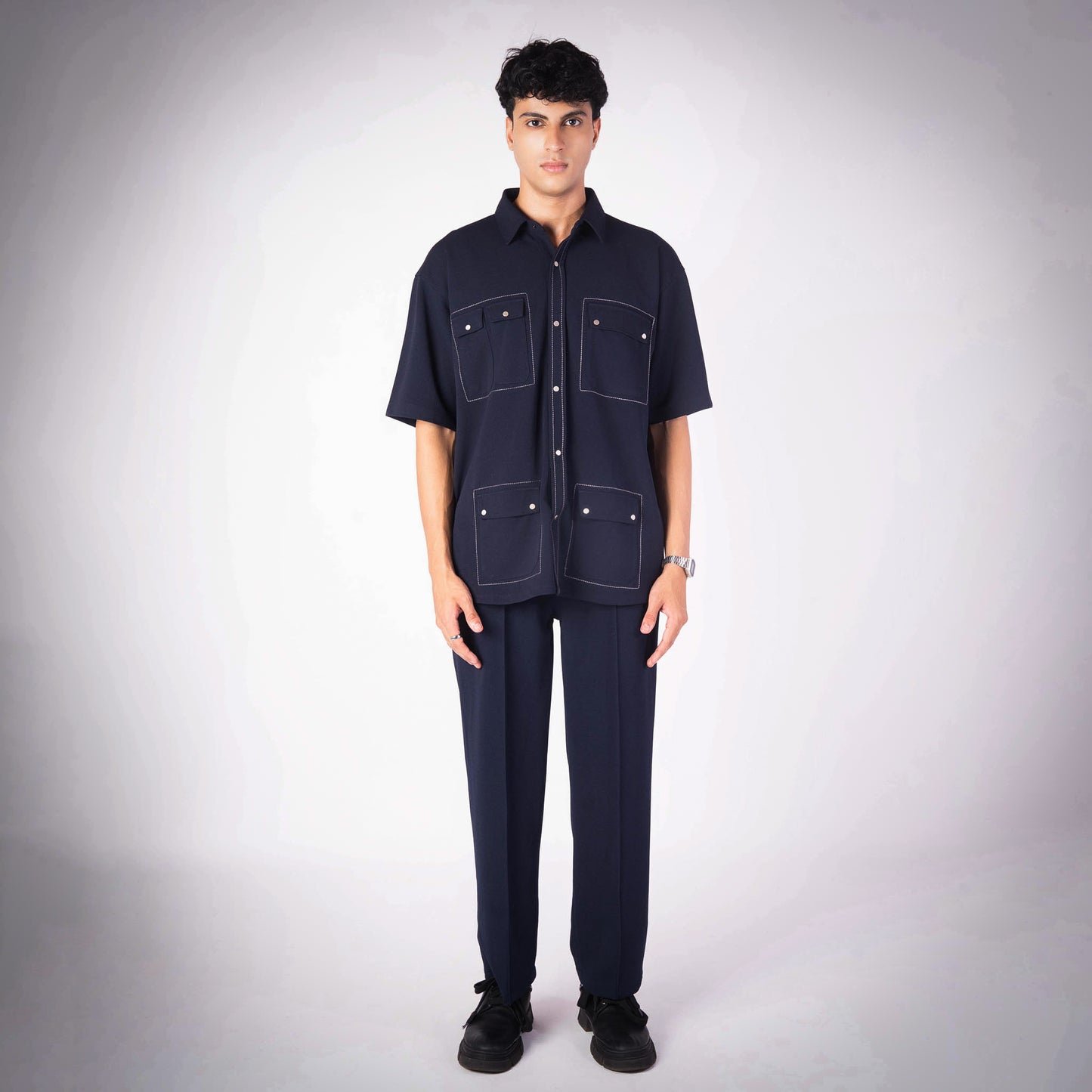 BLUE QUAD POCKET SHIRT