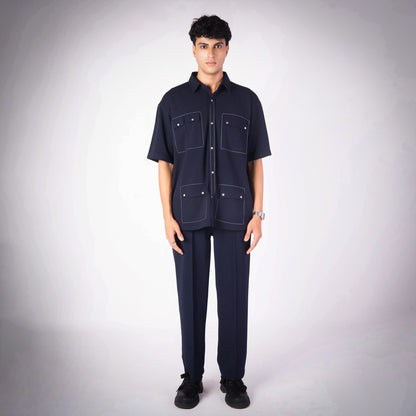 BLUE QUAD POCKET SHIRT