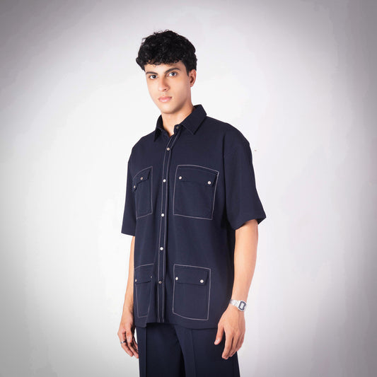 BLUE QUAD POCKET SHIRT