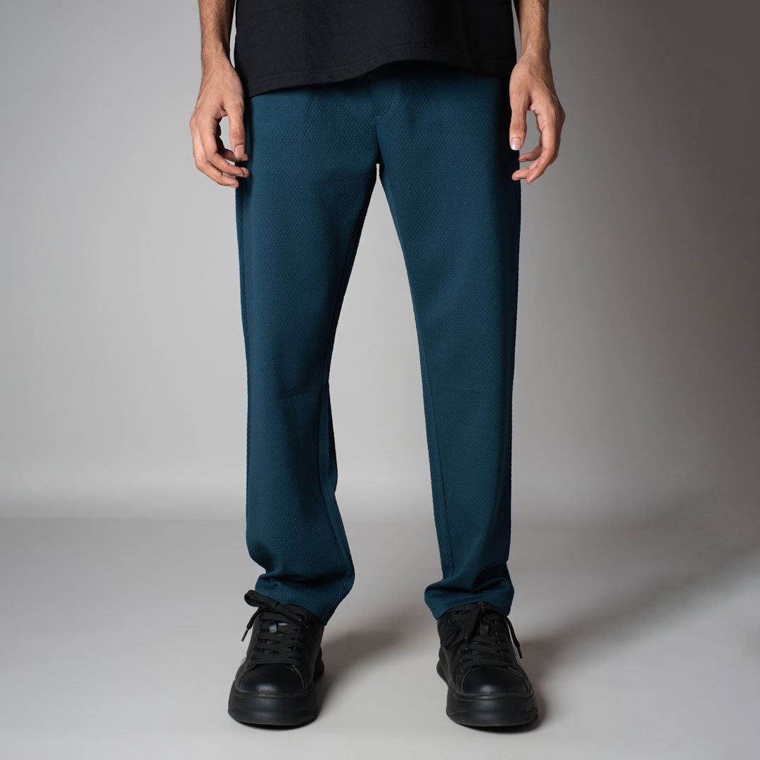 TURQUOISE BLUE TEXTURED SWEATPANT