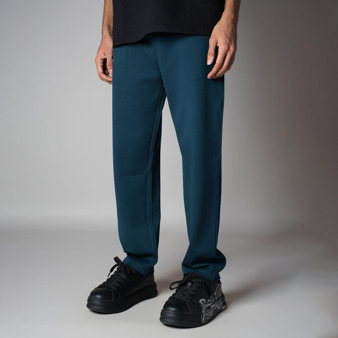 TURQUOISE BLUE TEXTURED SWEATPANT