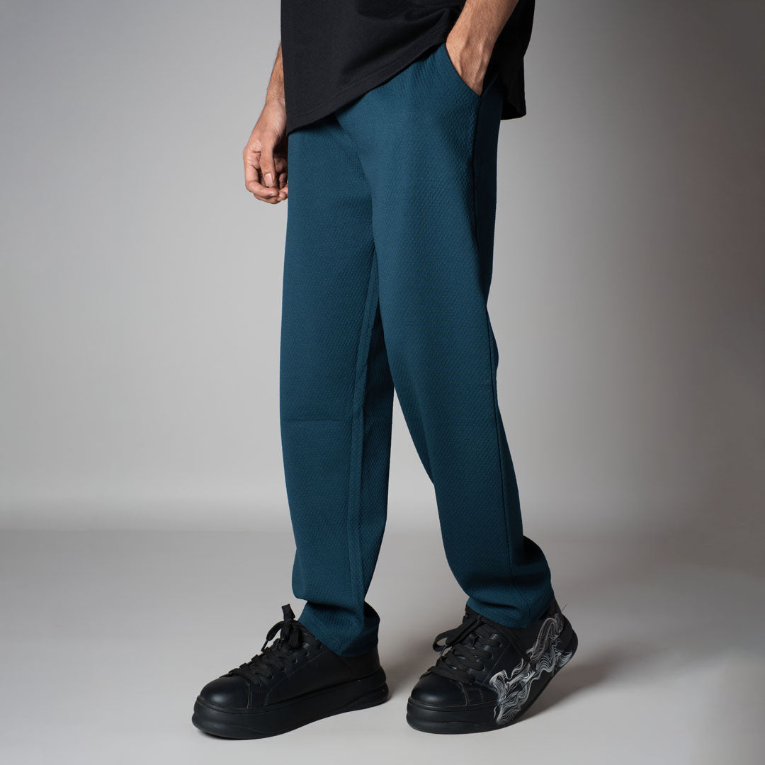 TURQUOISE BLUE TEXTURED SWEATPANT