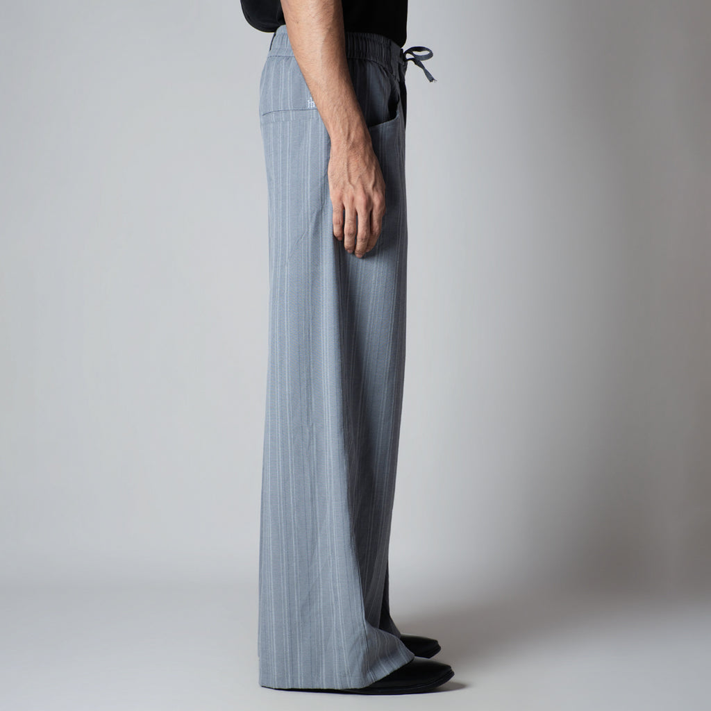 GREY PINSTRIPE WIDE PANTS