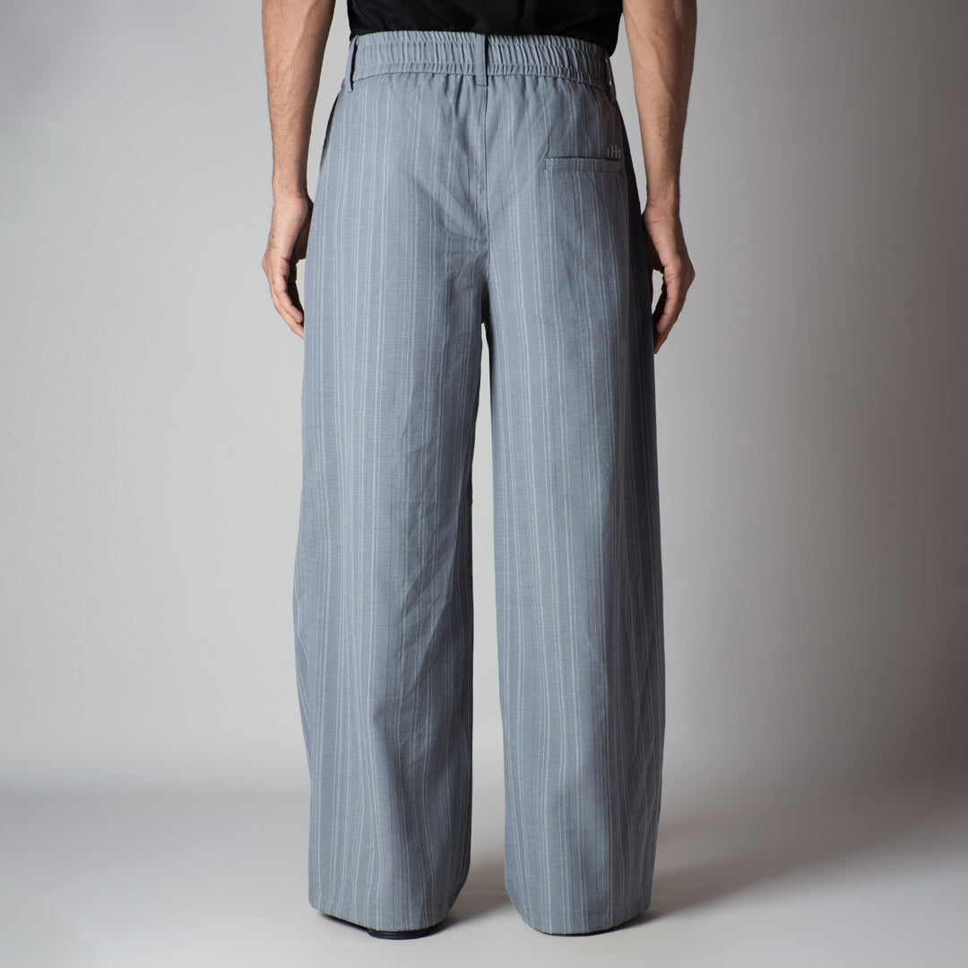 GREY PINSTRIPE WIDE PANTS