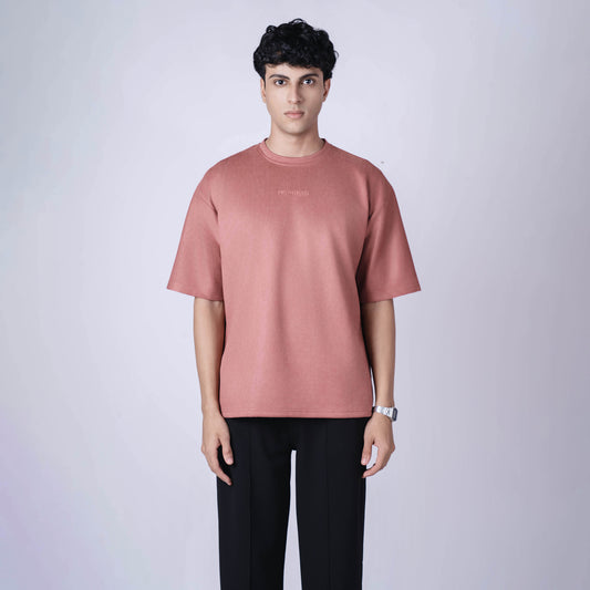 OLD ROSE  EMBROIDERED SUEDE  T-SHIRT