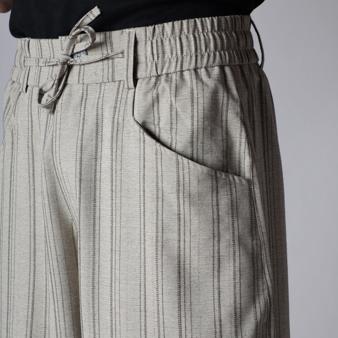 BEIGE PINSTRIPE WIDE PANTS