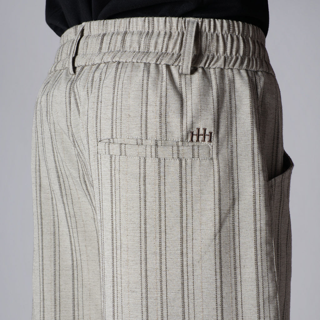 BEIGE PINSTRIPE WIDE PANTS