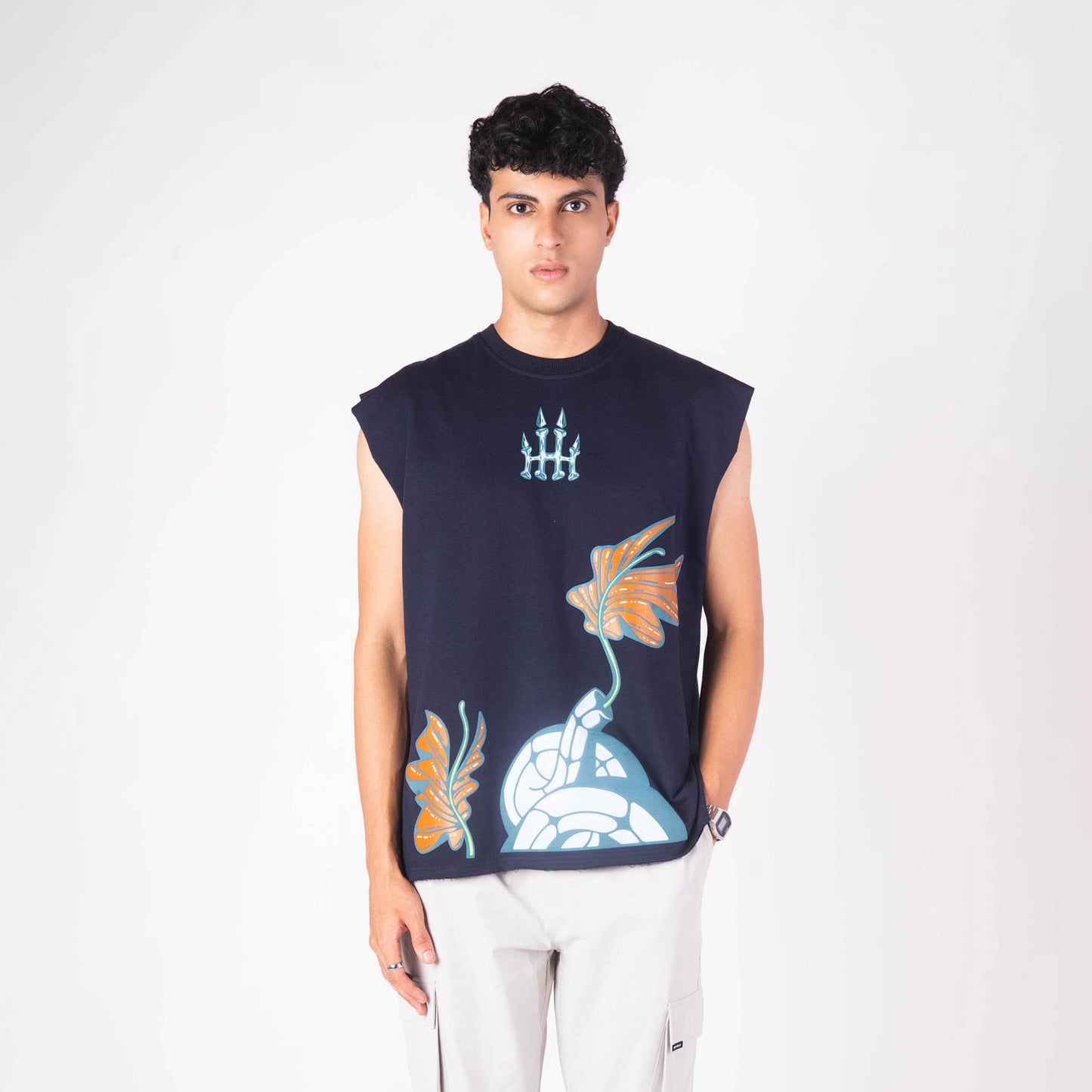 MERMAID OVERSIZED GRAPHIC SLEEVELESS VEST