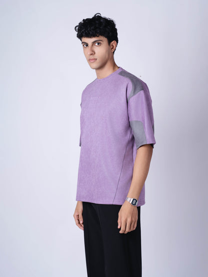 PURPLE AND CHARCOAL DUAL TONE SUEDE T-SHIRT