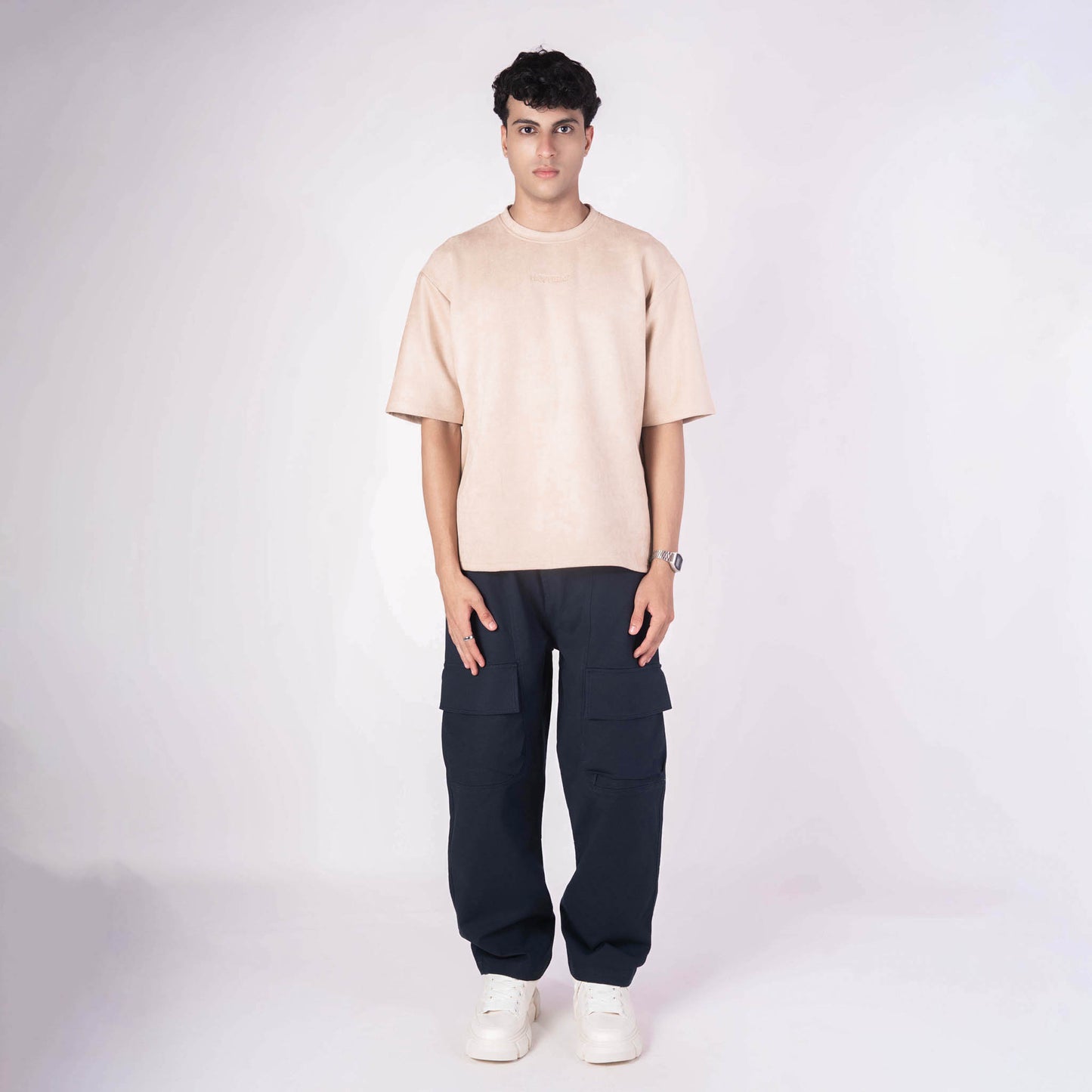 BISQUE EMBRIODERED SUEDE T-SHIRT