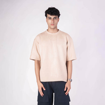 BISQUE EMBRIODERED SUEDE T-SHIRT