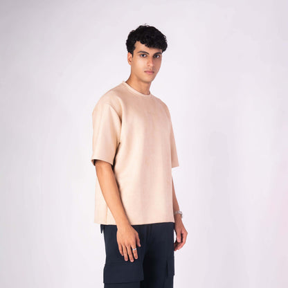 BISQUE EMBRIODERED SUEDE T-SHIRT