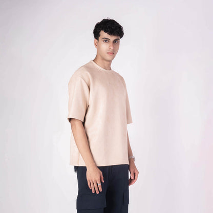 BISQUE EMBRIODERED SUEDE T-SHIRT