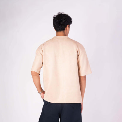 BISQUE EMBRIODERED SUEDE T-SHIRT