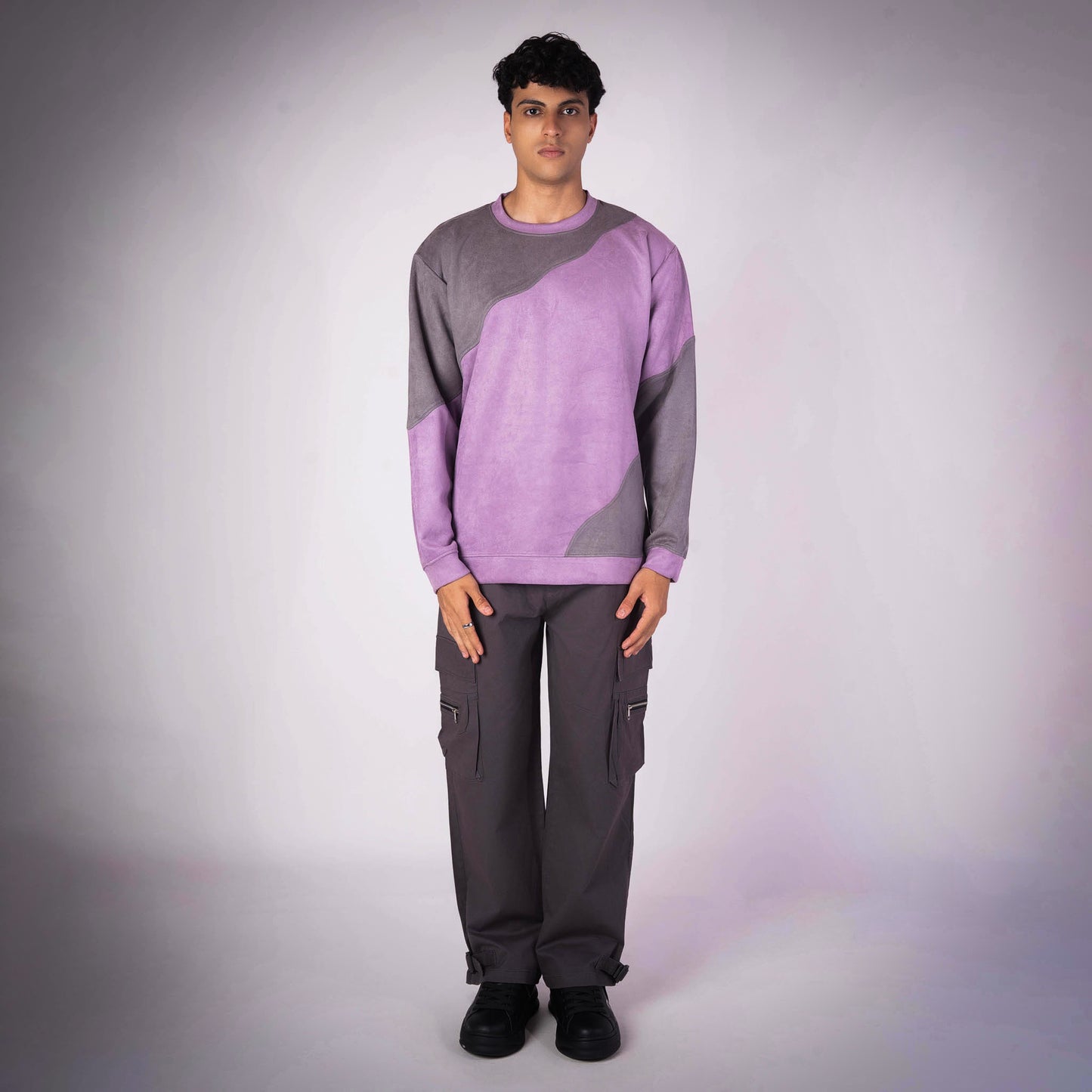 LILAC WAVY SUEDE SWEATSHIRT