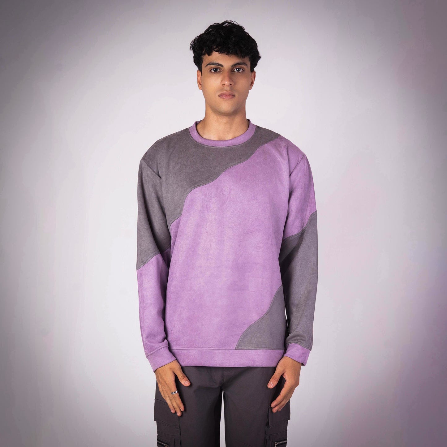 LILAC WAVY SUEDE SWEATSHIRT