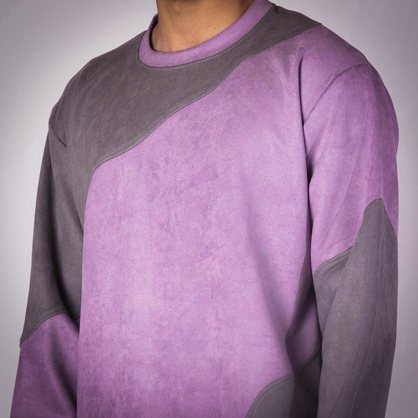 LILAC WAVY SUEDE SWEATSHIRT