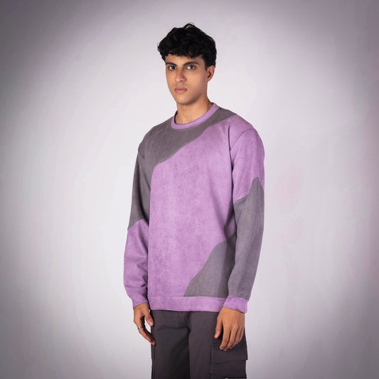 LILAC WAVY SUEDE SWEATSHIRT