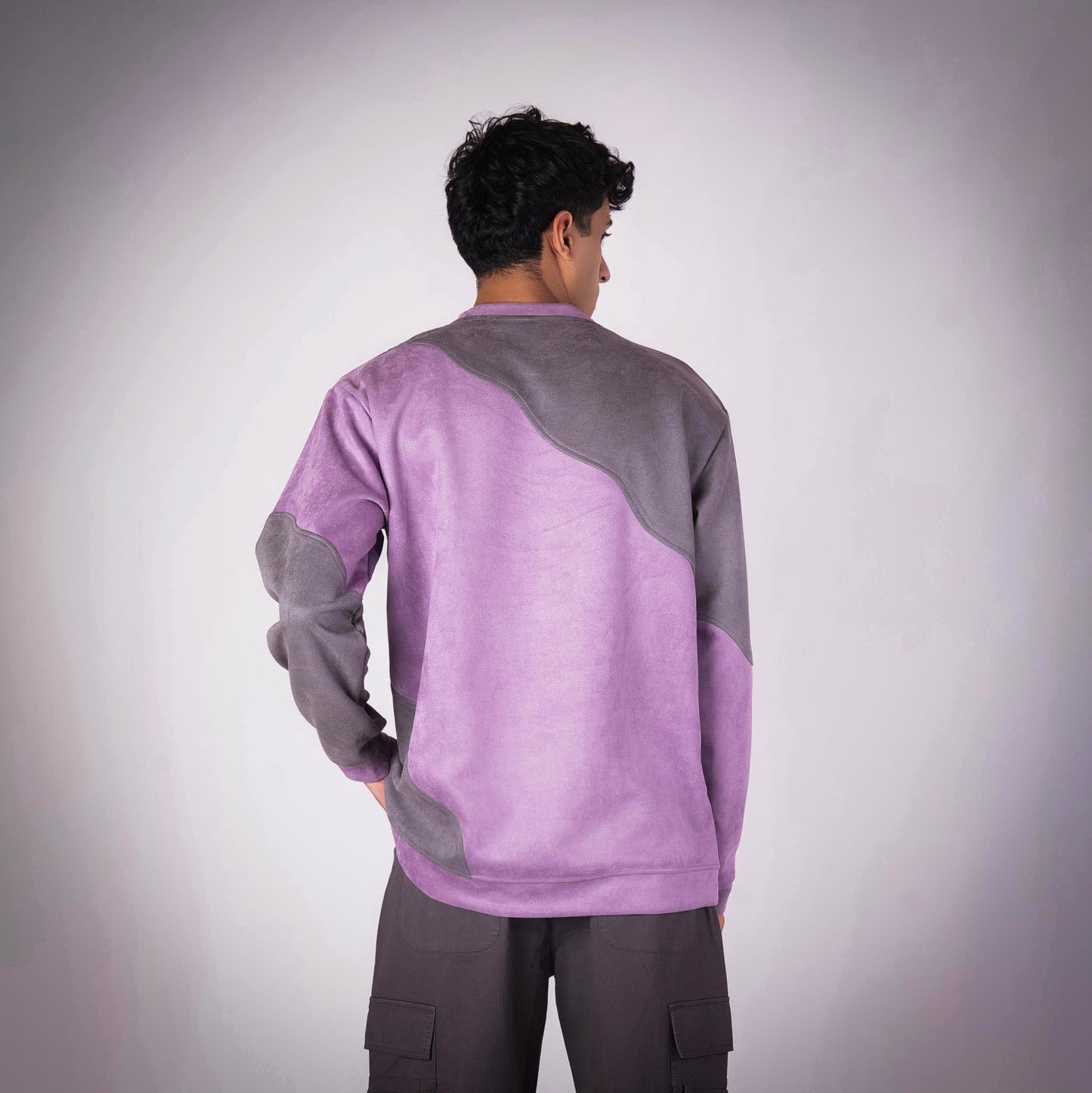 LILAC WAVY SUEDE SWEATSHIRT