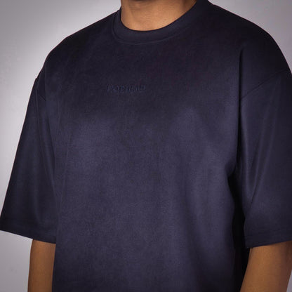 SPACE BLUE SUEDE EMBROIDERED T-SHIRT